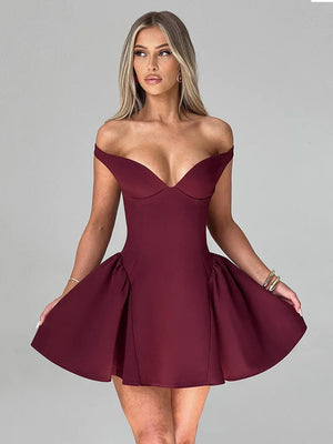 VILZSTUDIOS Off-shoulder Backless Sexy Mini Dress
