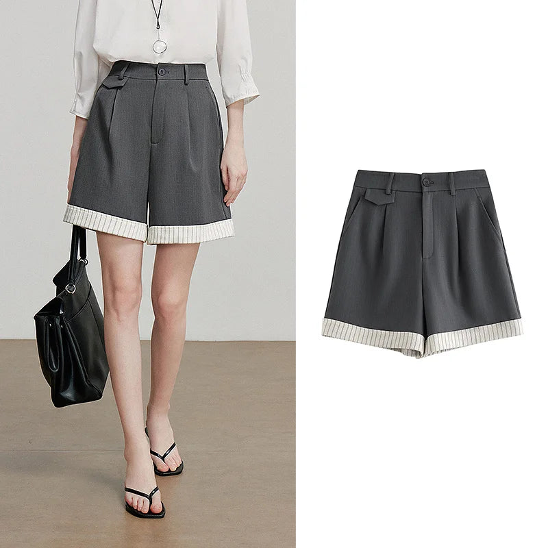 VILZSTUDIOS Versatile Striped Classic Wide Leg Shorts