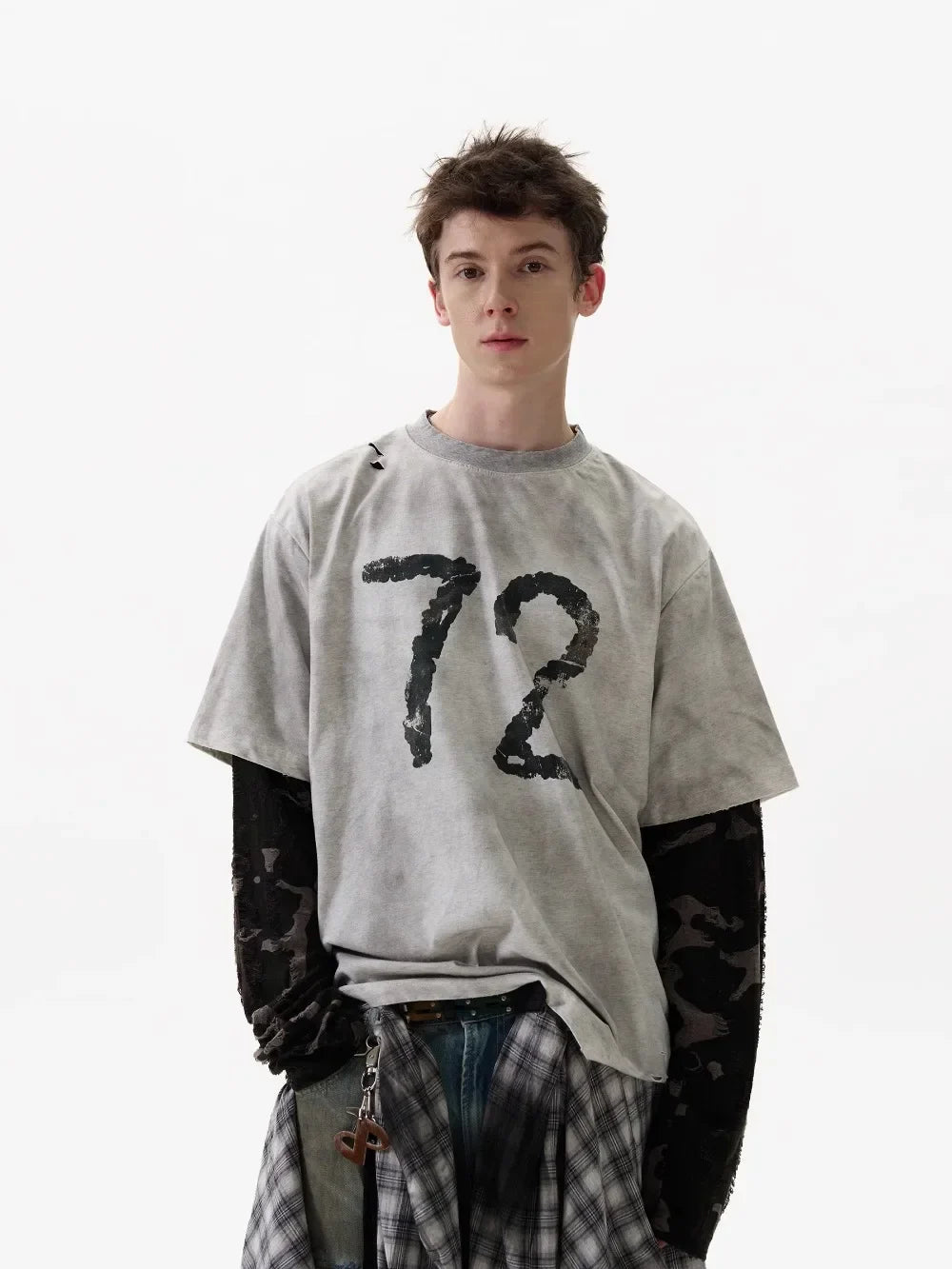 VILZSTUDIOS Camouflage Long Sleeve Spliced T-Shirt