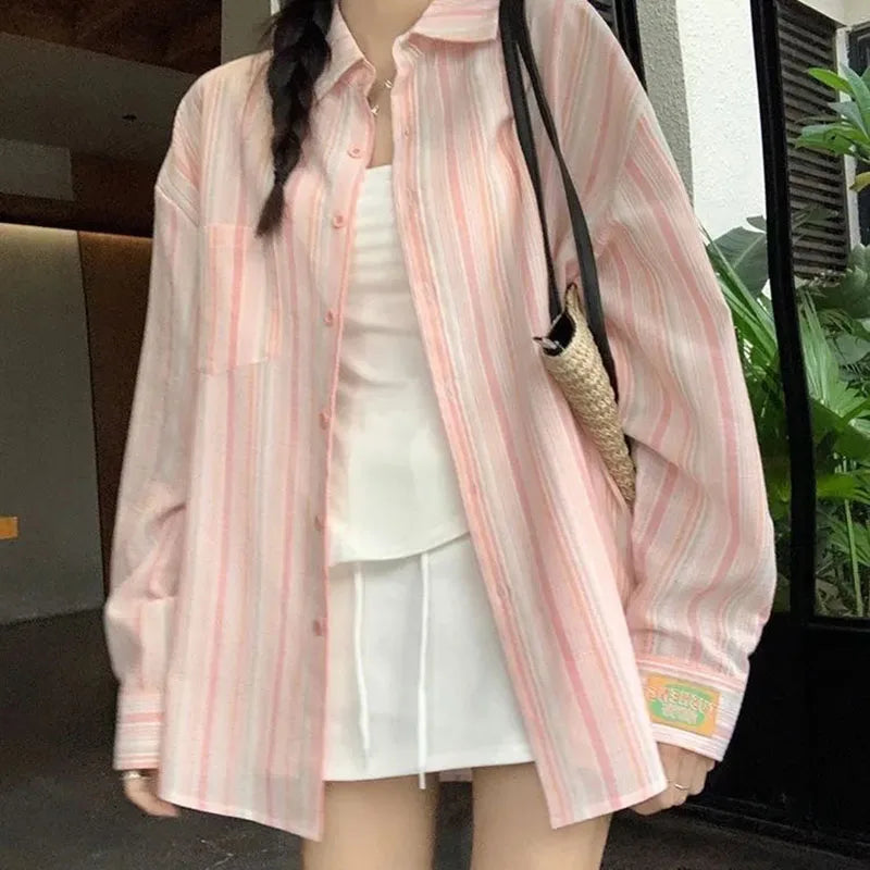 VILZSTUDIOS Classic Striped Loose Button Shirt