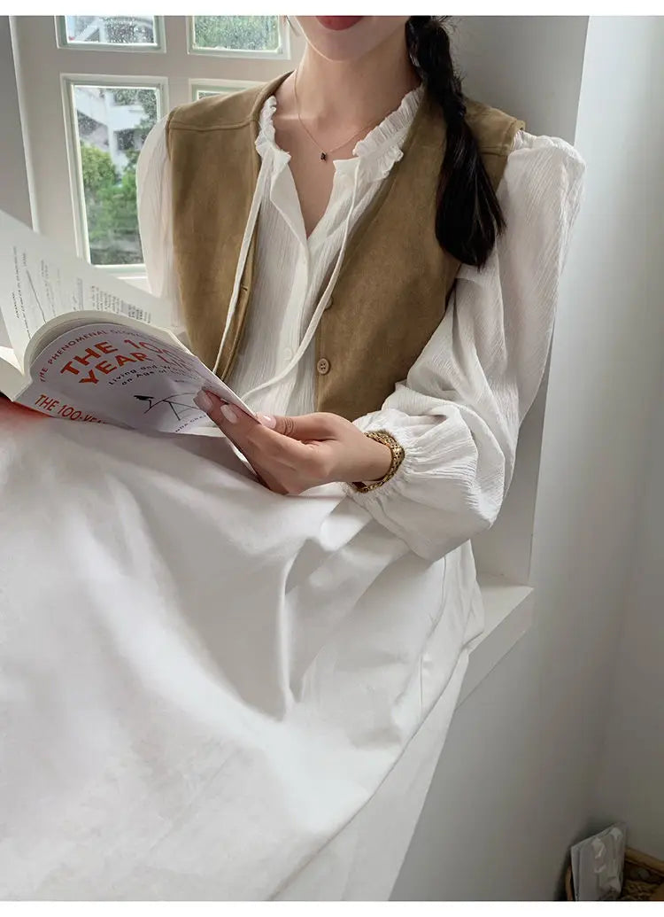 VILZSTUDIOS Cozy Vintage Loose V-Neck Vest