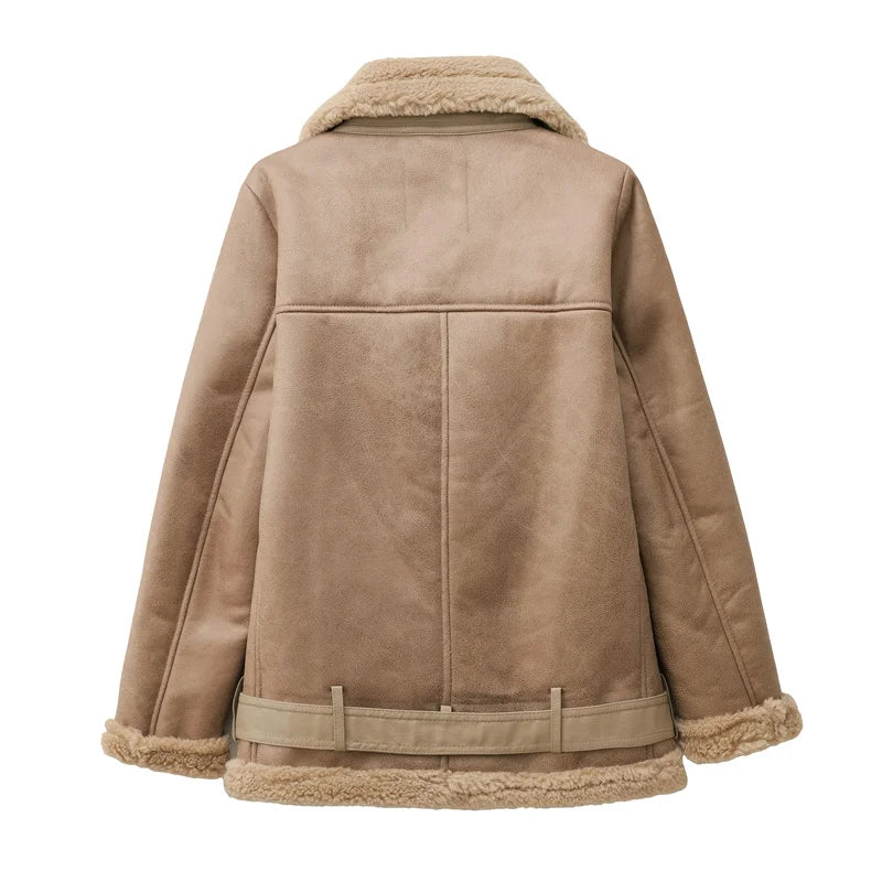 VILZSTUDIOS Luxurious Fur Standing Collar Jacket
