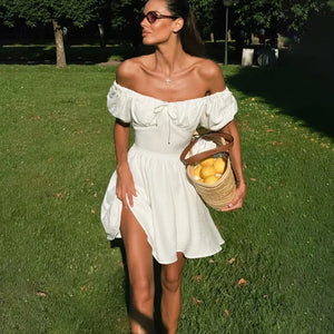 VILZSTUDIOS Elegant One Shoulder Puff Sleeve Dress