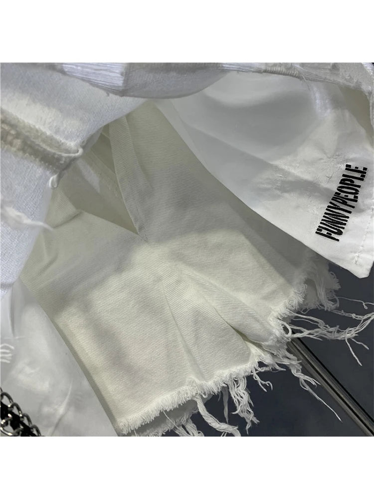 VILZSTUDIOS Vintage White Denim A-Line Skirt