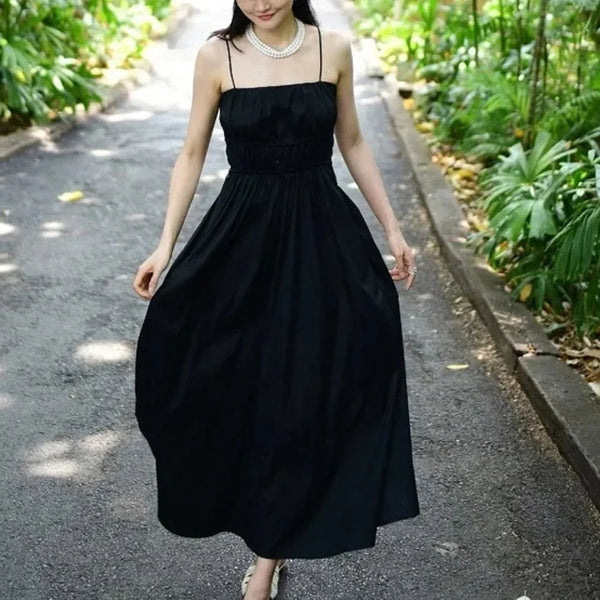 Elegant Slim Pleated Halter Dress