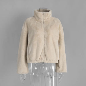 VILZSTUDIOS Plush Zipper Faux Fur Jacket