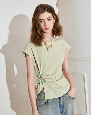 VILZSTUDIOS Lyocell Twisted Design Cotton T-Shirt