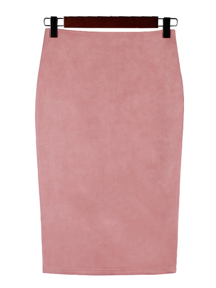 VILZSTUDIOS High Waist Suede Pencil Skirt