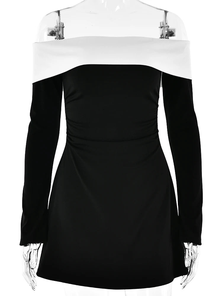 VILZSTUDIOS Black Sexy Off Shoulder Long Sleeve Dress