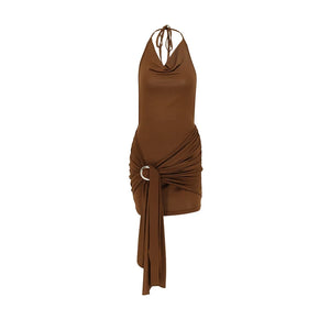VILZSTUDIOS Sleek Sexy V-Neck Halter Dress
