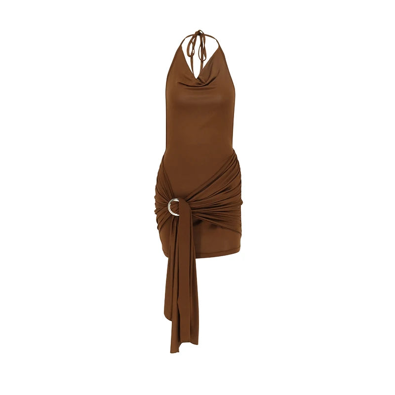 VILZSTUDIOS Sleek Sexy V-Neck Halter Dress