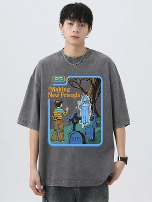 VILZSTUDIOS Retro Washed Oversized Soft Cotton T-Shirt