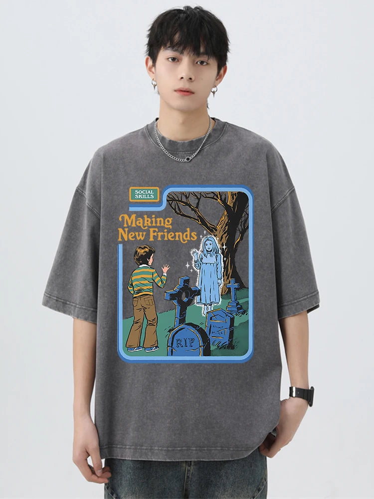VILZSTUDIOS Retro Washed Oversized Soft Cotton T-Shirt