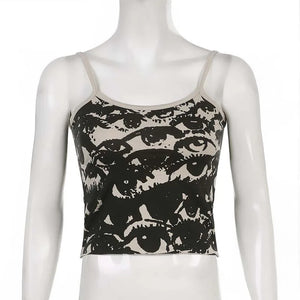 VILZSTUDIOS Eye Print Slim Crop Top