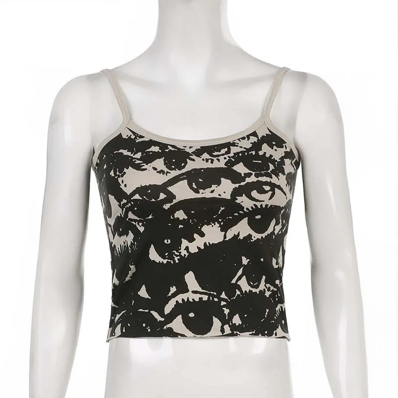 VILZSTUDIOS Eye Print Slim Crop Top