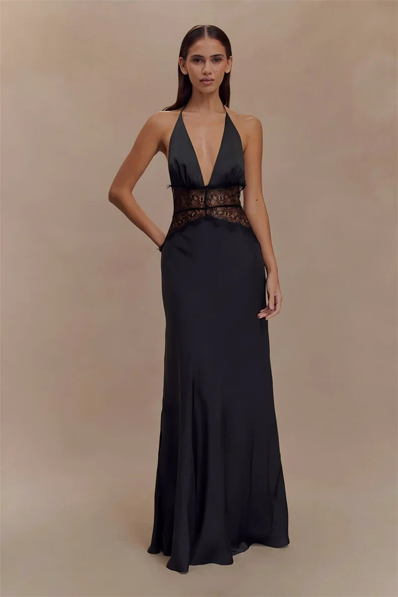 VILZSTUDIOS Backless Elegant Lace Maxi Dress
