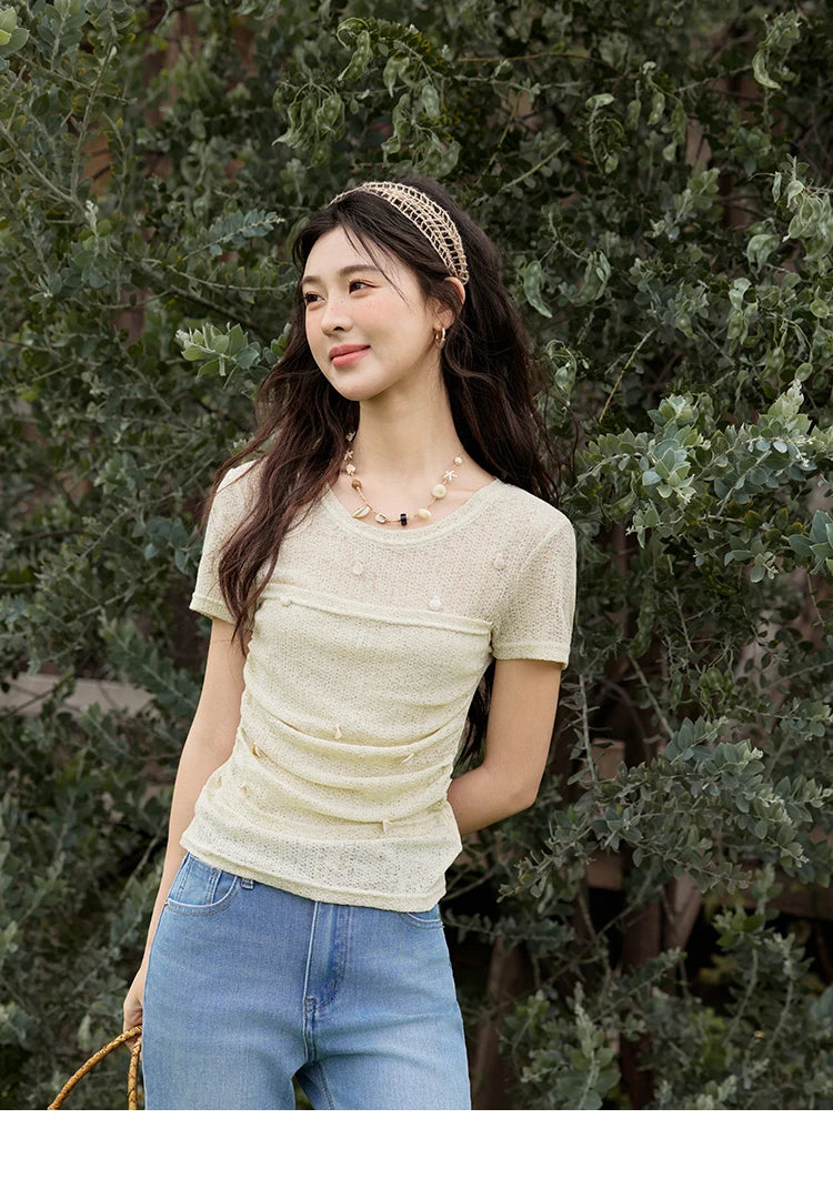 VILZSTUDIOS Elegant Knitted Round Neck T-Shirt