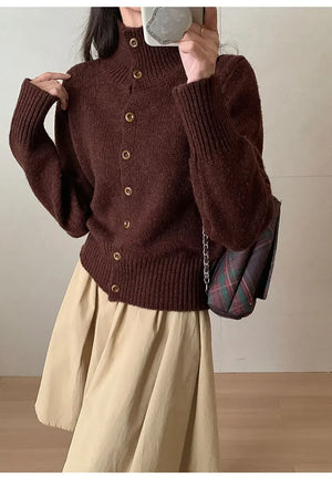 VILZSTUDIOS Luxurious Turtleneck Knit Cardigan