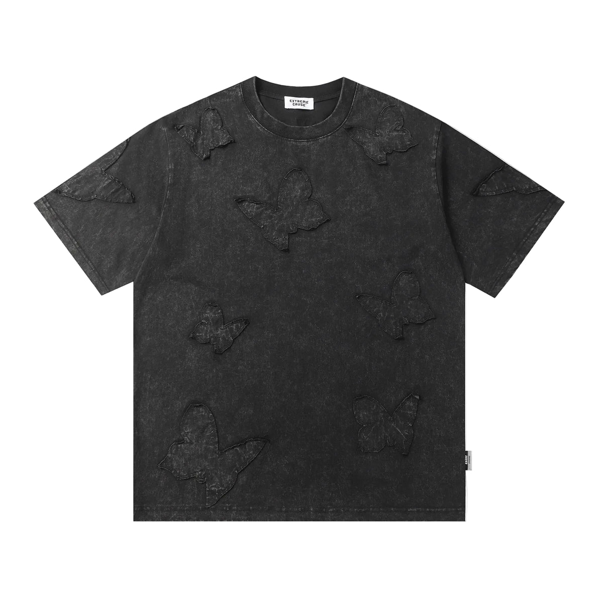 VILZSTUDIOS Vintage Washed Butterfly Applique T-Shirt