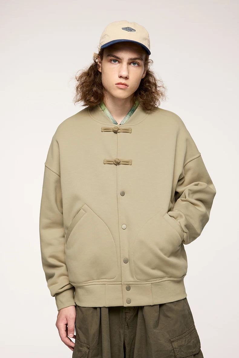 VILZSTUDIOS Chinese Style Premium Fleece Baseball Shirt