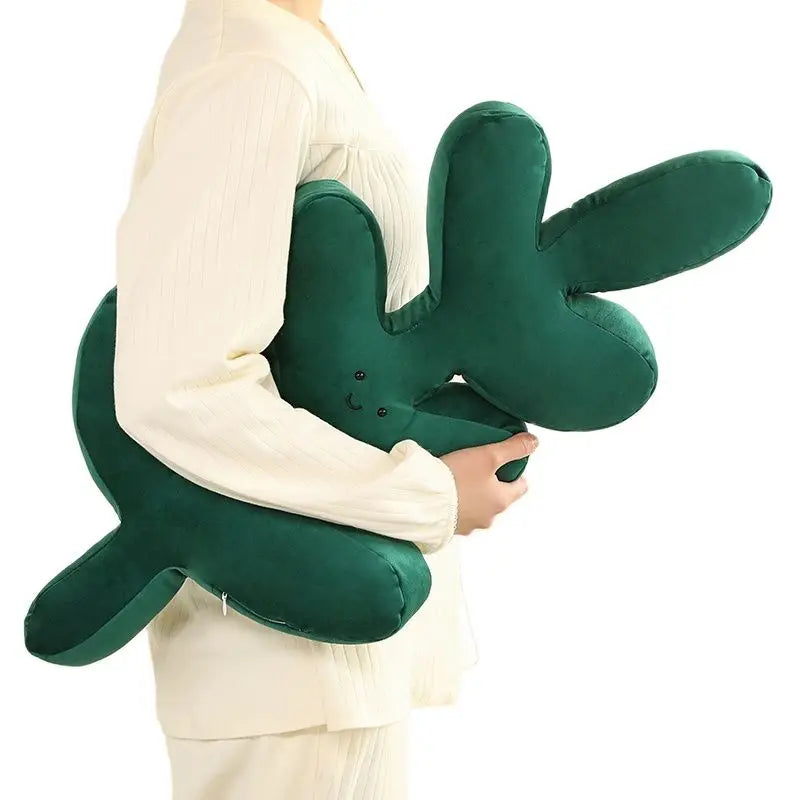 VILZSTUDIOS Green Leaf Plush Cushions