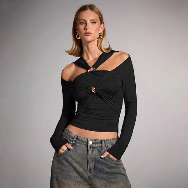 Sexy Slim Cut Out Long Sleeve Top