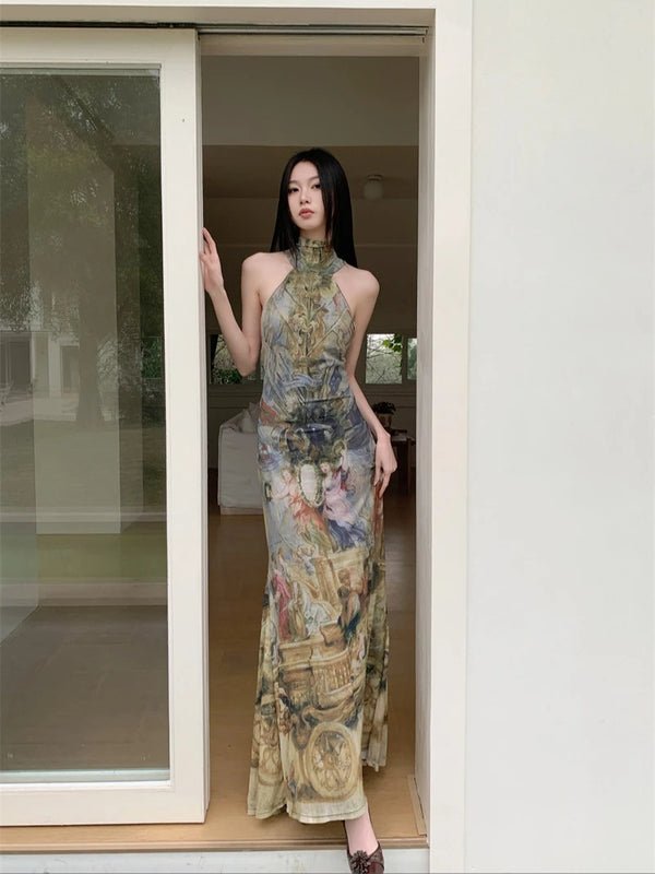 Luxury Renaissance Vintage Sleeveless Maxi Dress