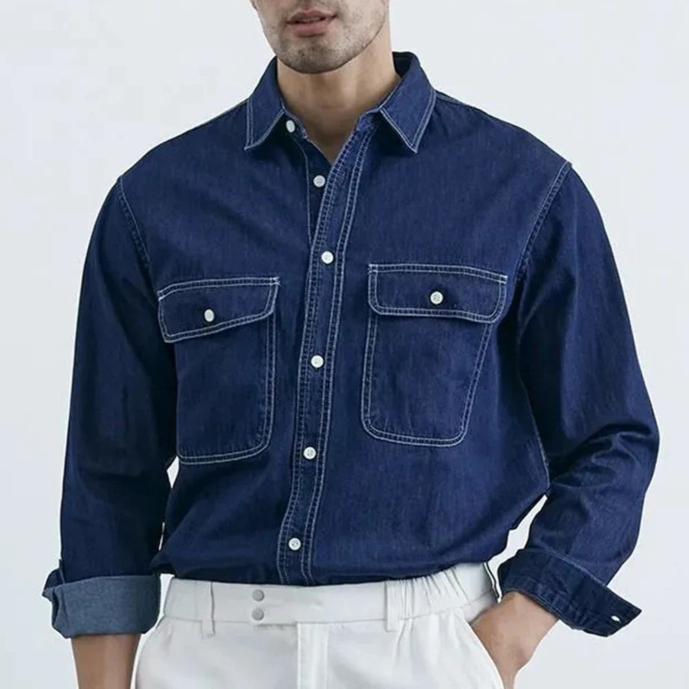 VILZSTUDIOS Front Pockets Long-Sleeve Denim Shirt