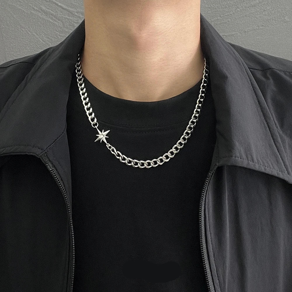 VILZSTUDIOS Men Cuban Link Titanium Steel Chain Necklace