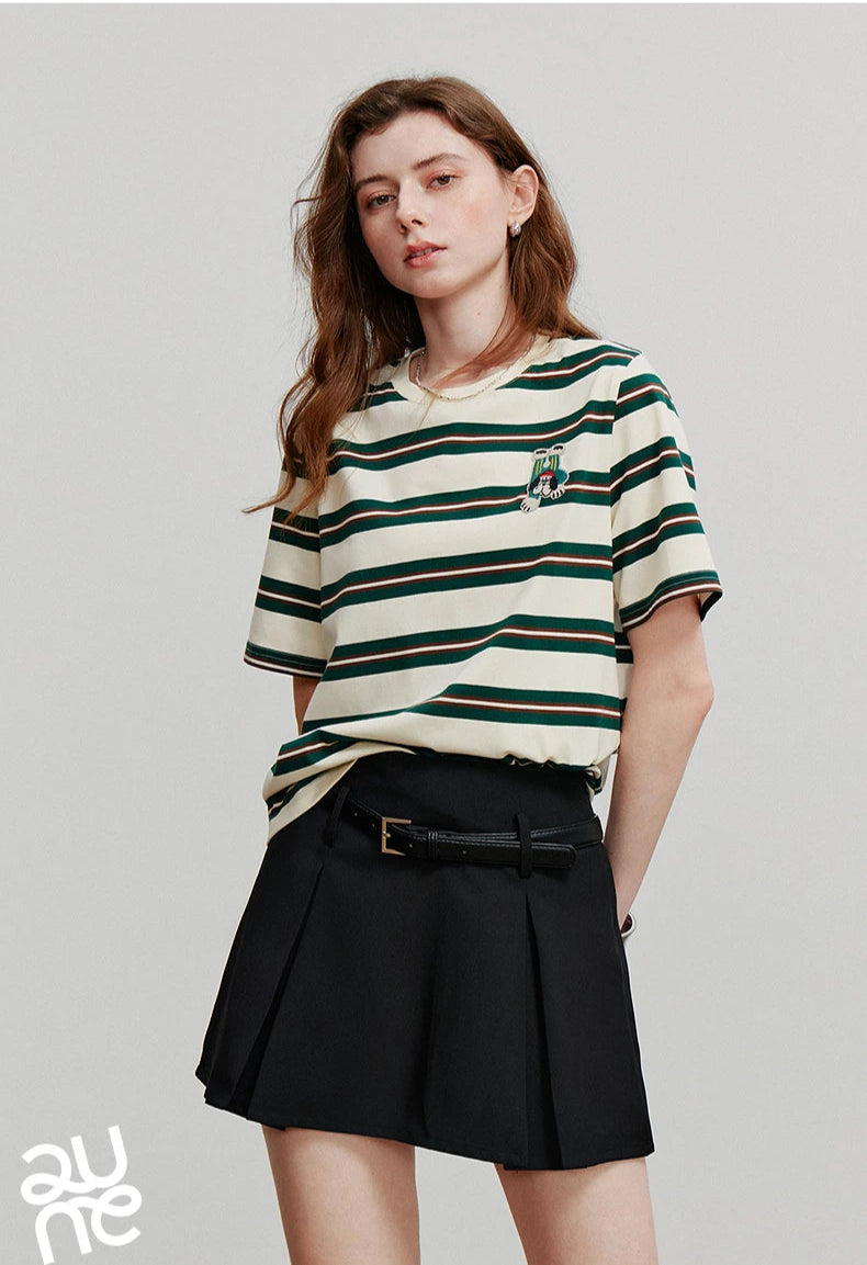 VILZSTUDIOS Striped Summer Cotton Women T-Shirt