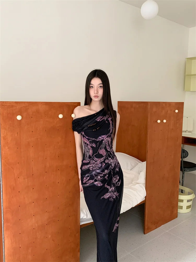 VILZSTUDIOS Elegant Floral Off Shoulder Maxi Dress