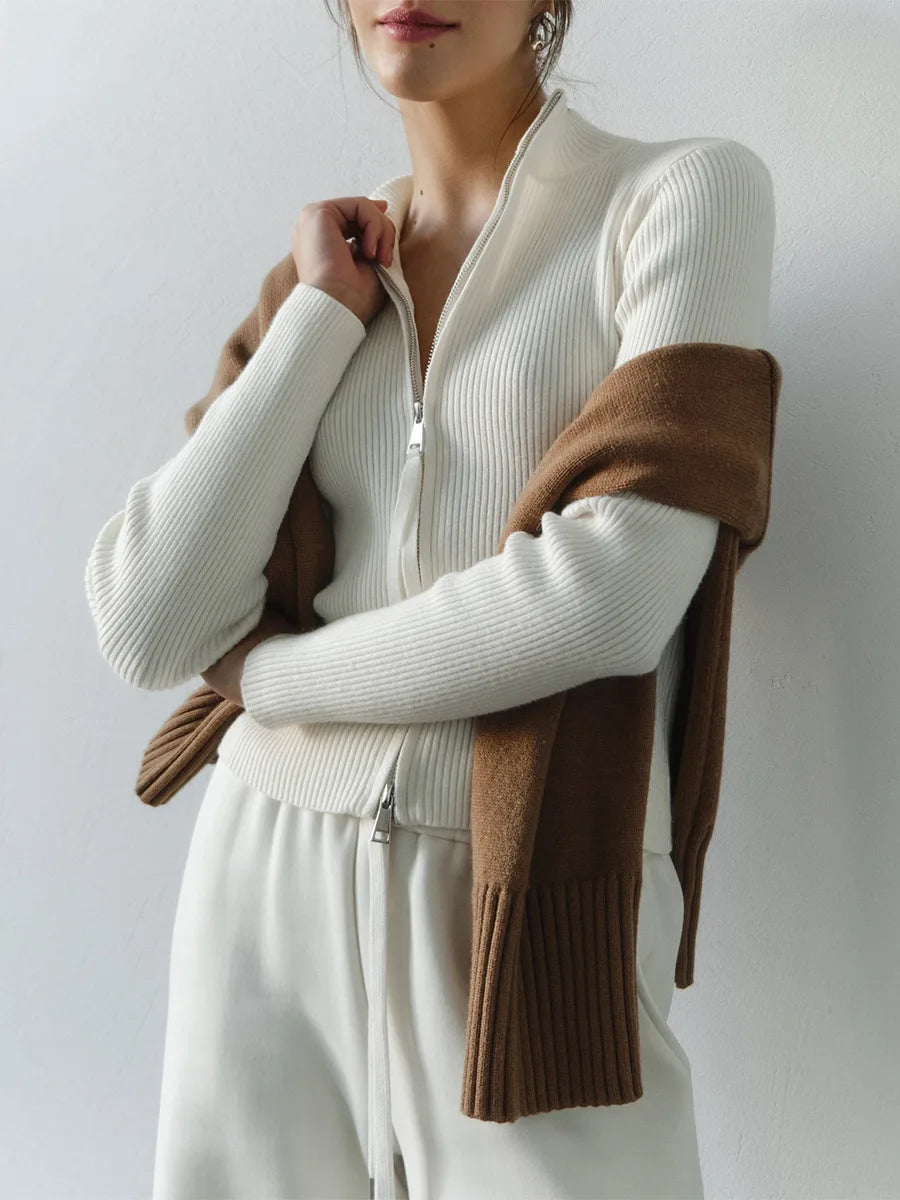 VILZSTUDIOS Stylish Knitted Double Zipper Cardigan