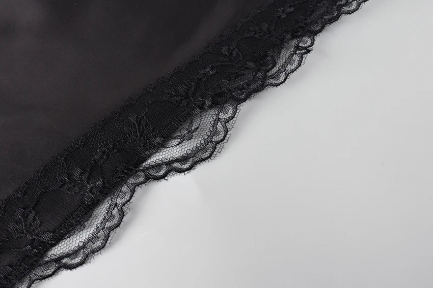 VILZSTUDIOS Elegant Satin Embroidery High Waist Skirt