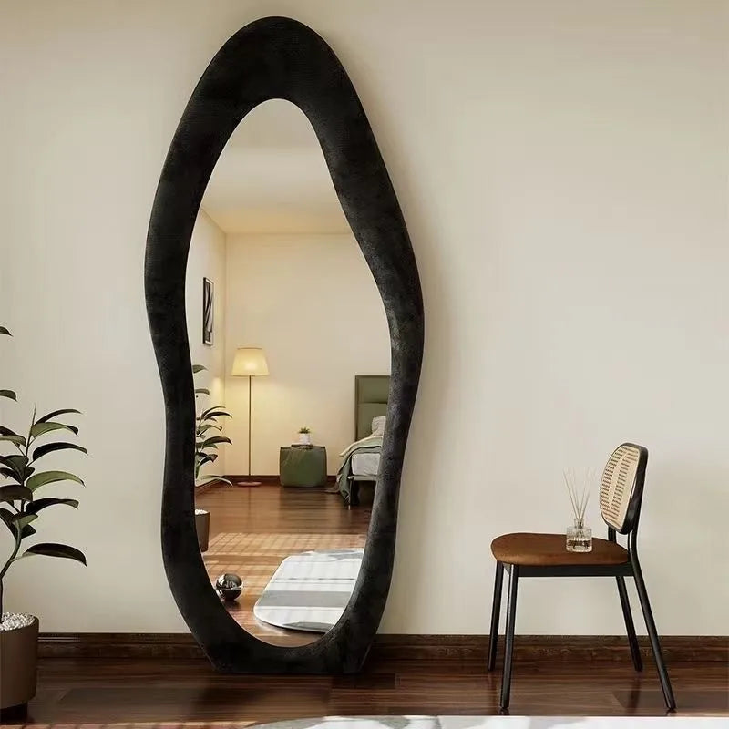 VILZSTUDIOS Full-length mirror Floor-to-ceiling Bedroom full-length mirror Special-shaped irregular cream ins wind fitting mirror