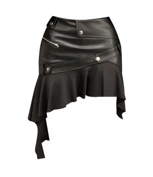 VILZSTUDIOS Leather High Waist Ruffled Skirt
