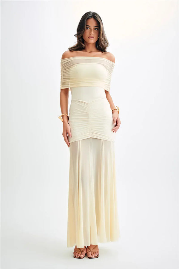 Sultry Ruffled Mesh Maxi& Mini Dress