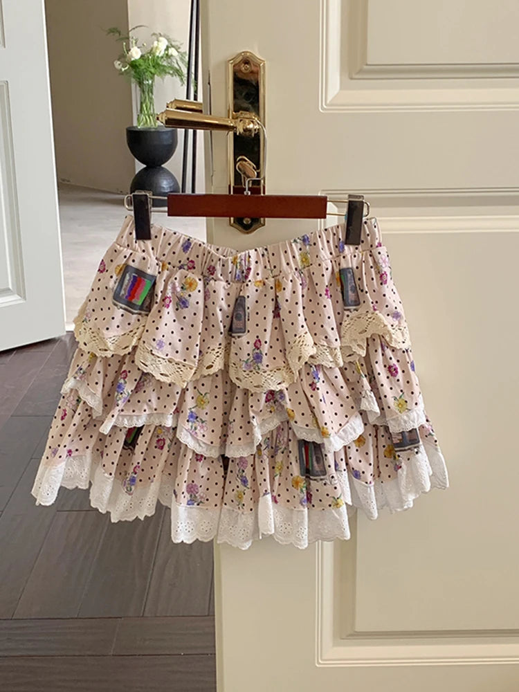 VILZSTUDIOS Sweet Girl Polka Dot Multi-Layer Skirt