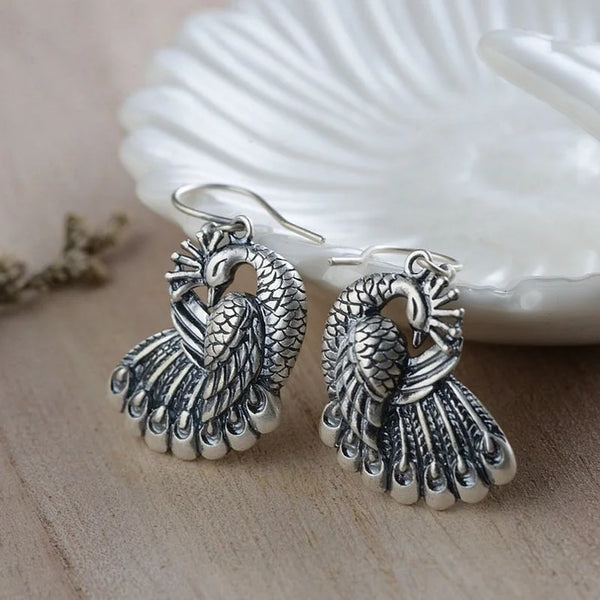 Handmade Vintage Metal Peacock Dangle Earring