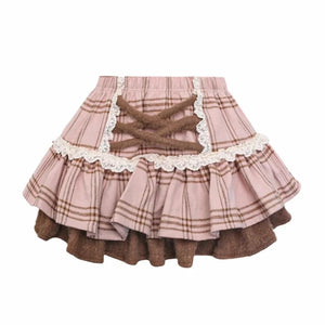VILZSTUDIOS Sweet Lolita Bow Plaid Skirt