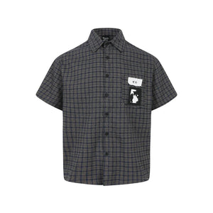 VILZSTUDIOS Retro Graffiti Plaid Short Sleeve Shirt