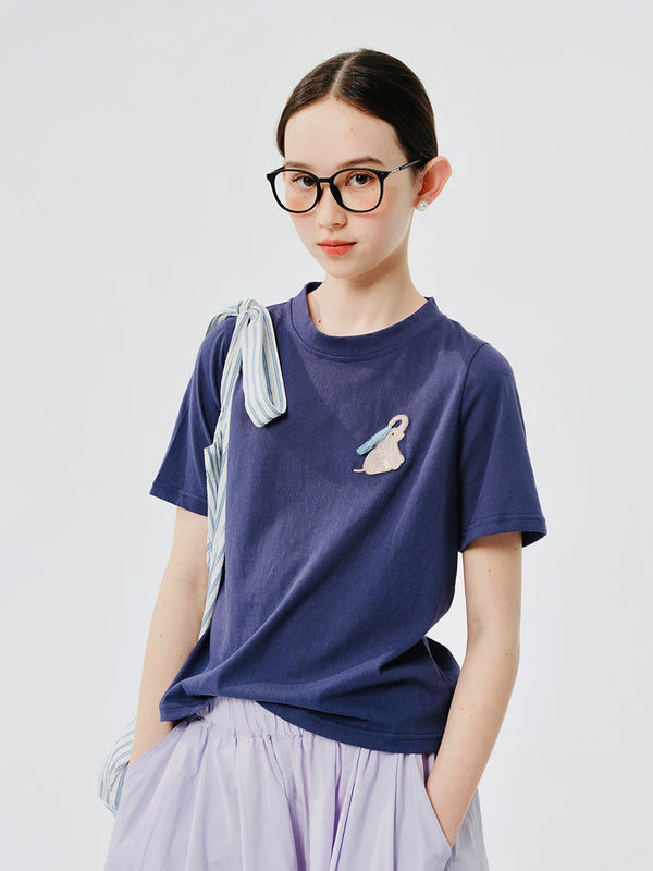 Stylish Slim Fit Embroidered Round T-Shirt