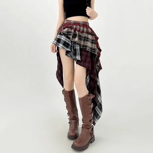 VILZSTUDIOS Plaid Vintage A-Line Skirt Retro
