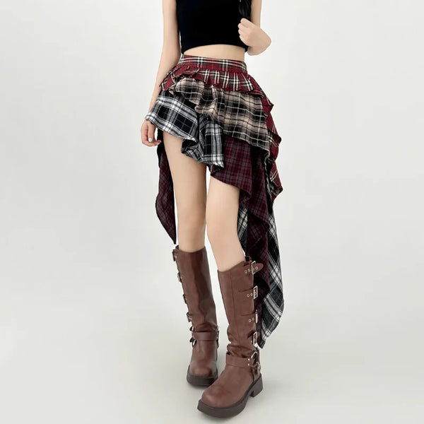Plaid Vintage A-Line Skirt Retro