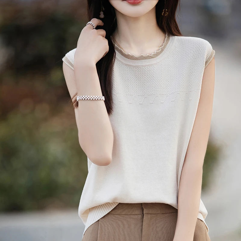 VILZSTUDIOS Casual Sleeveless Cotton Blouse