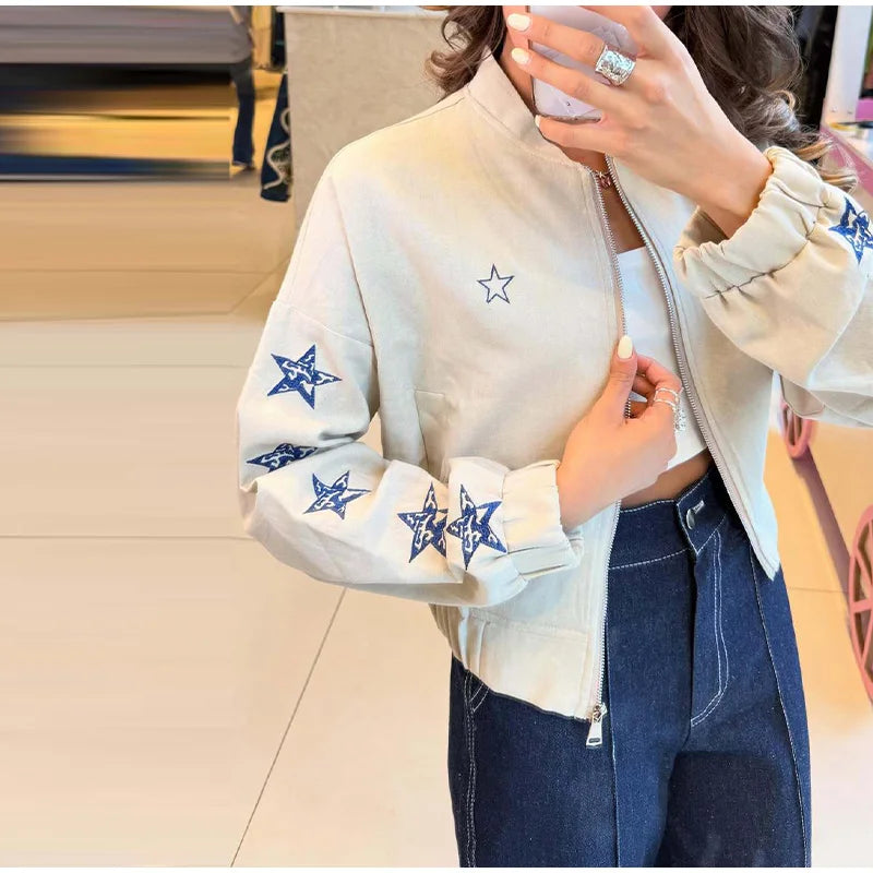 VILZSTUDIOS Casual Stars Print Stand Collar Jacket