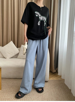 VILZSTUDIOS Zebra Print Oversized Casual T-Shirt