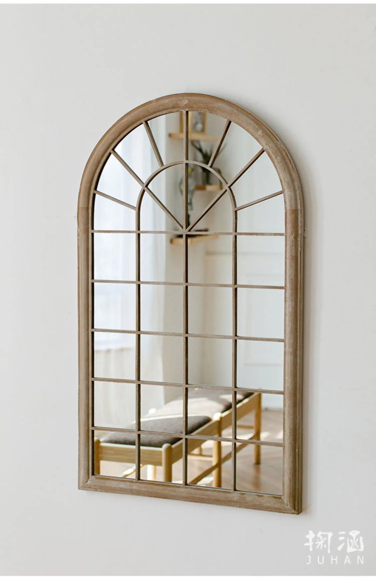 VILZSTUDIOS Huohan retro fake window decoration French wall-mounted mirror floor-to-ceiling fitting entrance living room fireplace mirror B