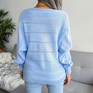 VILZSTUDIOS Stylish Hollow Off Shoulder Knit Sweater