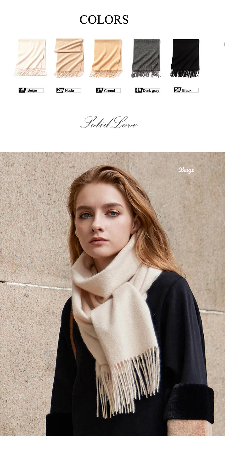 VILZSTUDIOS Winter Scarf Women  Wool Scarves Adult Scarves for ladies 100% Wool scarft women Fashion Cashmere Poncho Wrap