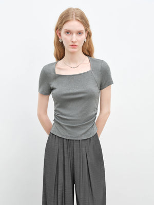 VILZSTUDIOS Slim Fit Square Neck T-Shirt